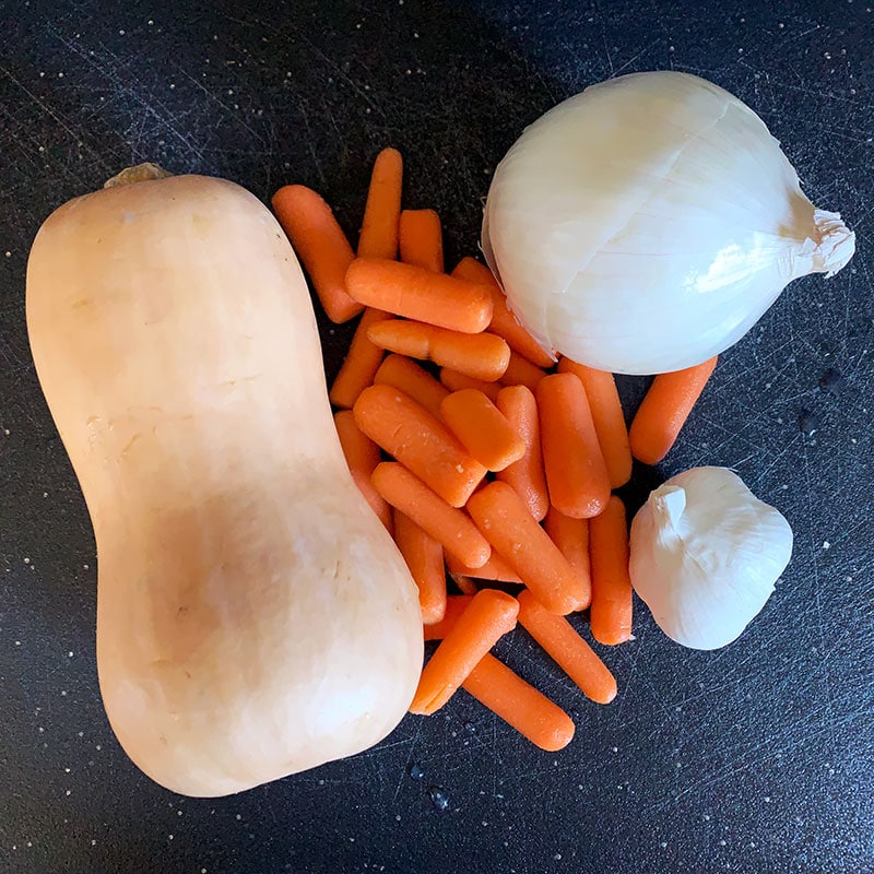 Vegetables for butternut squash soup 