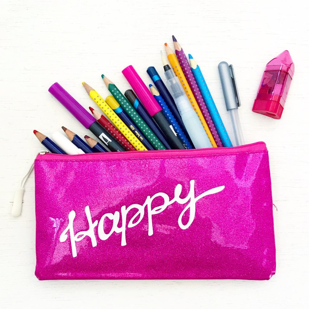 Store pencils, pens and markers in a small pencil bag to take with you