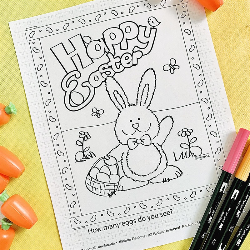 Easter Bunny Coloring Activity page by Jen Goode