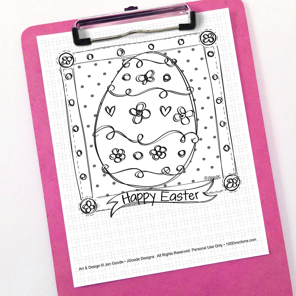 Cute Easter Egg coloring page by Jen Goode