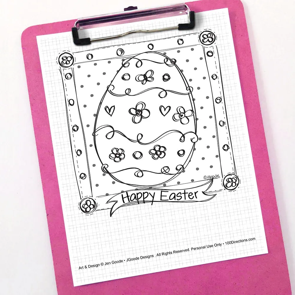 Cute Easter Egg coloring page by Jen Goode