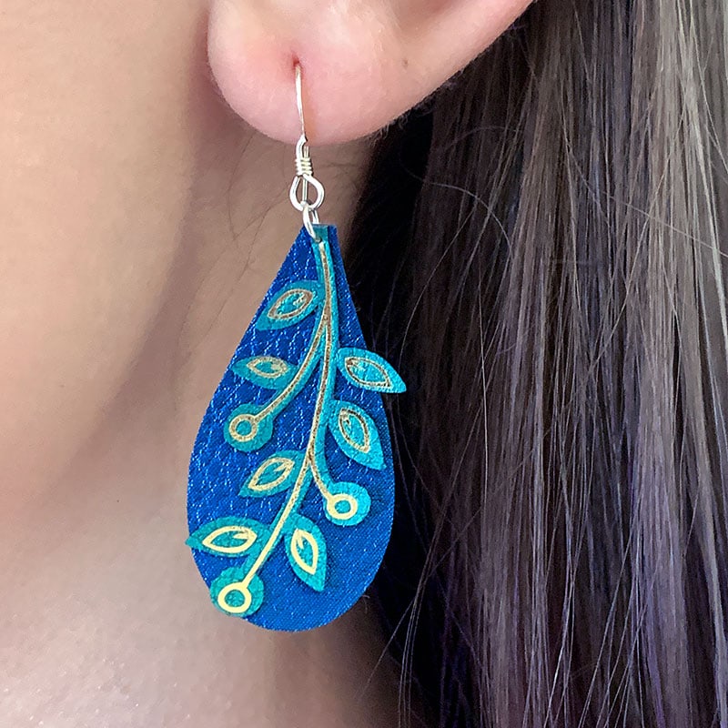 Finished peacock earring