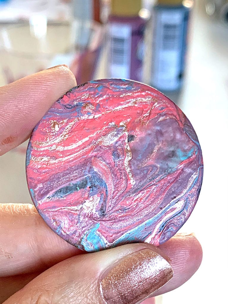 Finished paint pouring creates cool art designs