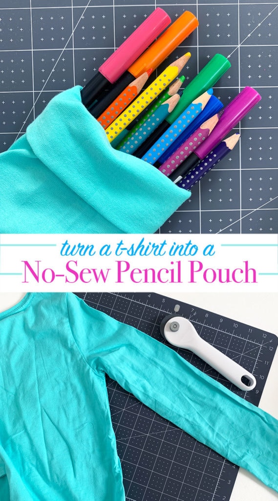 Turn a t-shirt into a pencil pouch without sewing