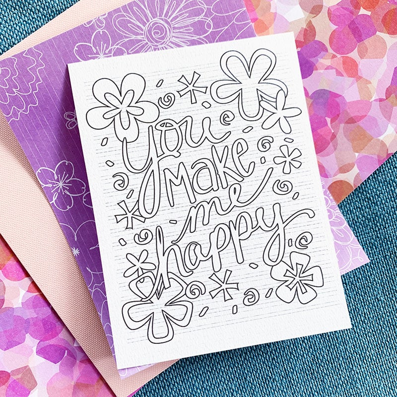 Printable coloring card designed by Jen Goode