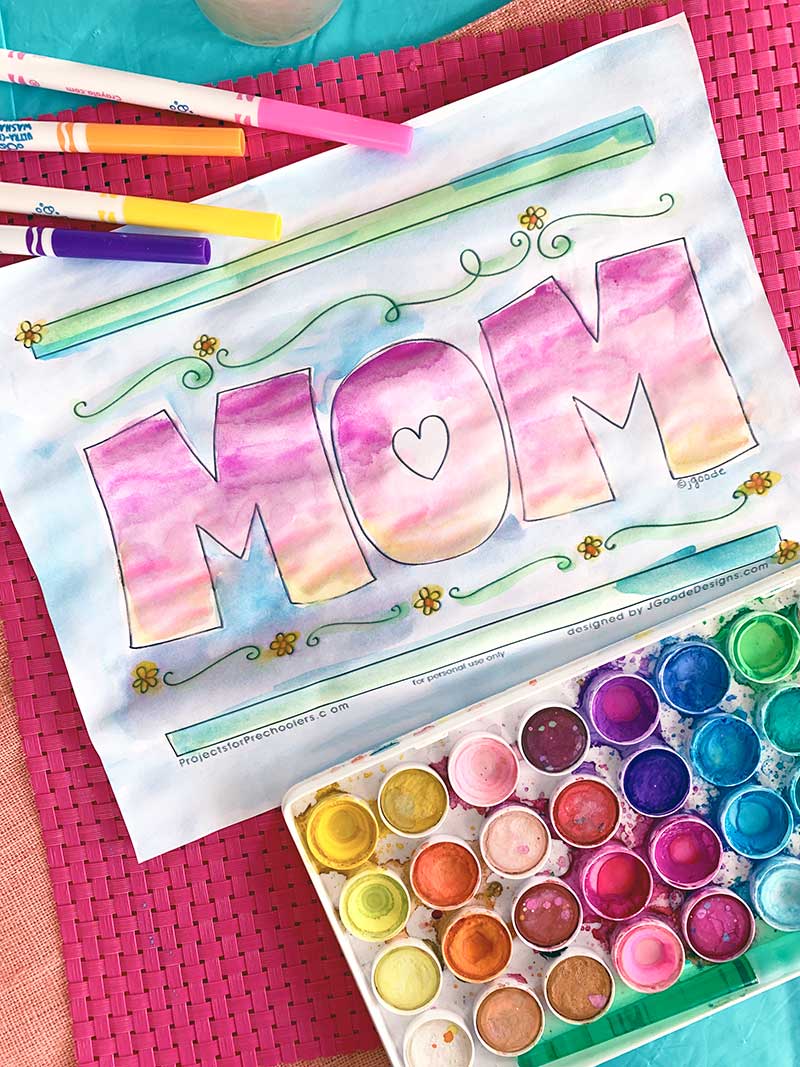 Color your own MOM coloring page - download and print for free