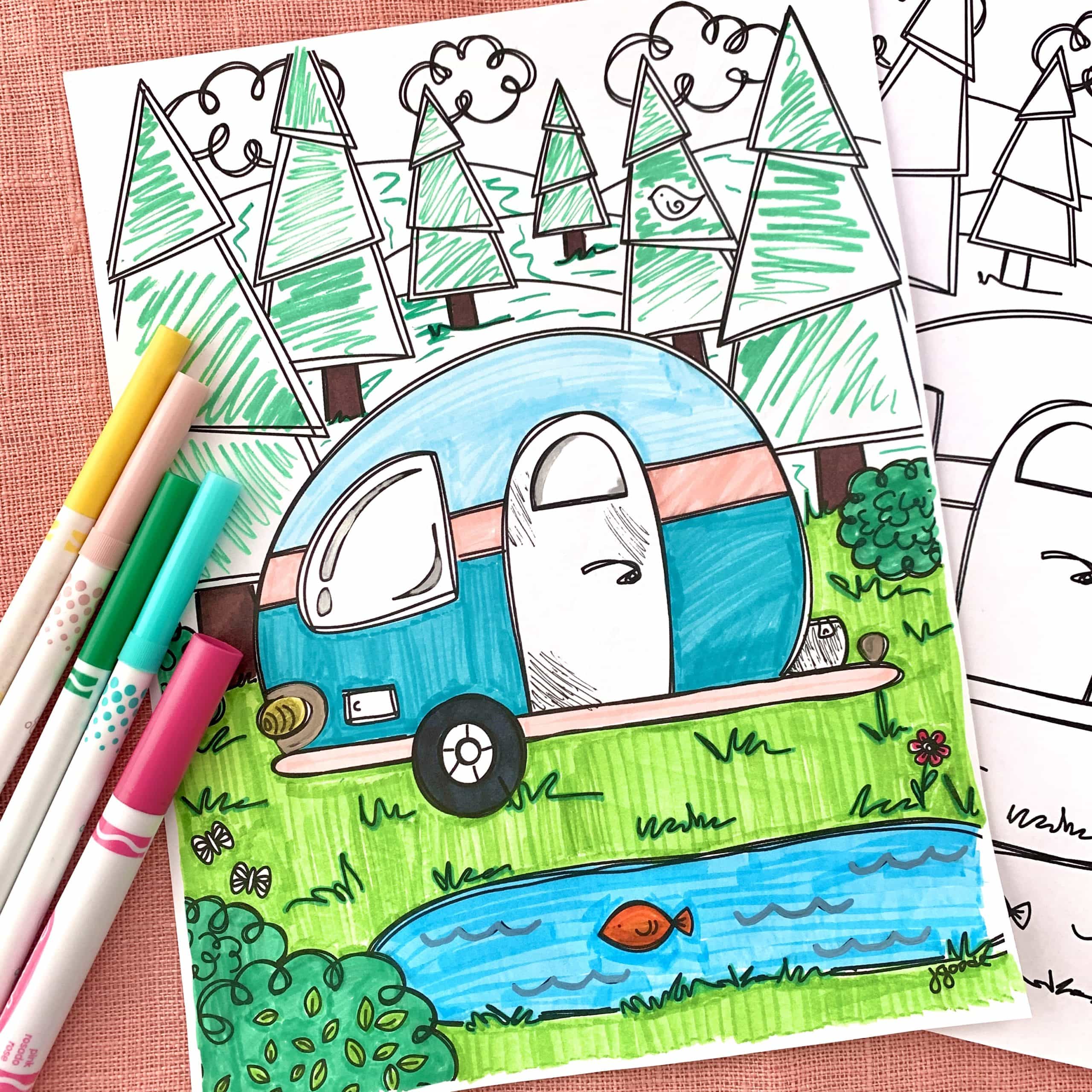 Camper Coloring Page