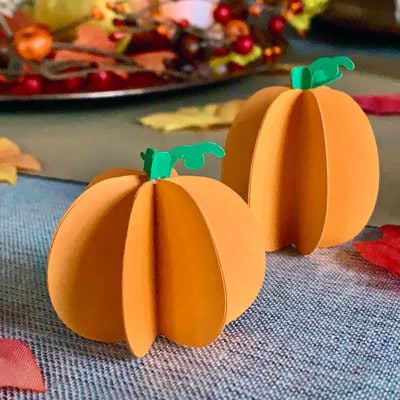 Cute paper pumpkin craft you can make with your Cricut Machine - design by Jen Goode