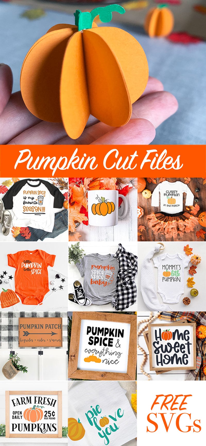 Pumpkin SVG cut files for Fall Cricut crafts