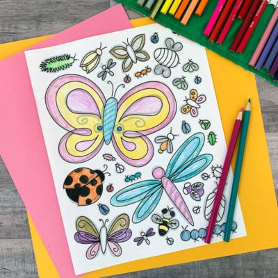 Cute bug coloring page for kids STEAM activities by Jen Goode