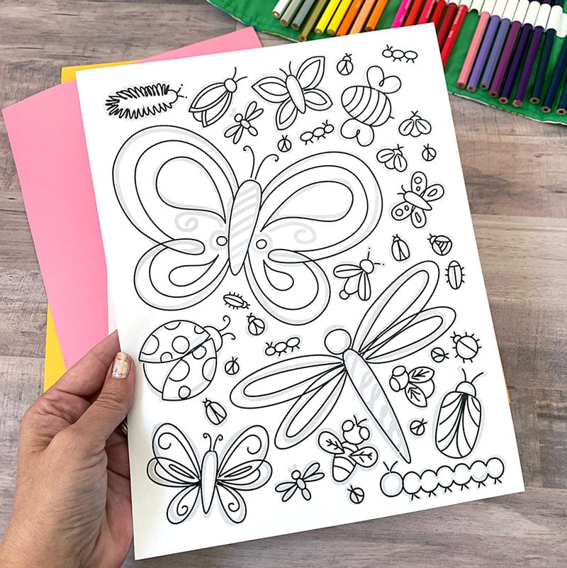 Cute bug coloring page for kids STEAM activities by Jen Goode