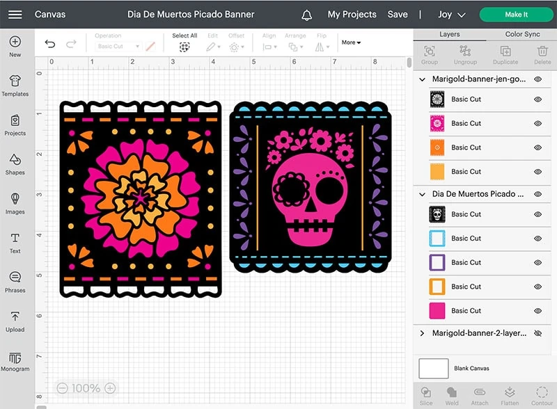 Dia De Muertos Picado Banner sugar skull and marigold designs