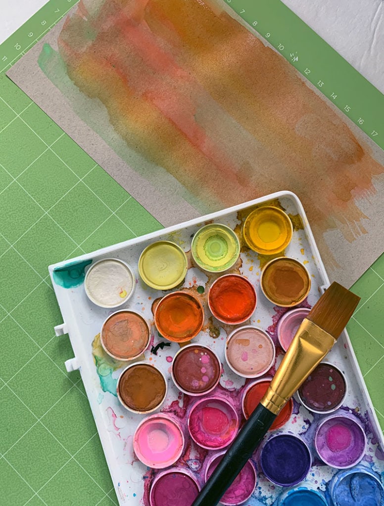 Add Fall colors to standard cardstock with watercolor paints