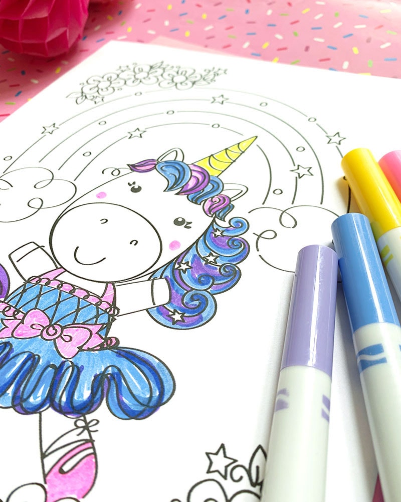 Unicorn printable coloring page by Jen Goode