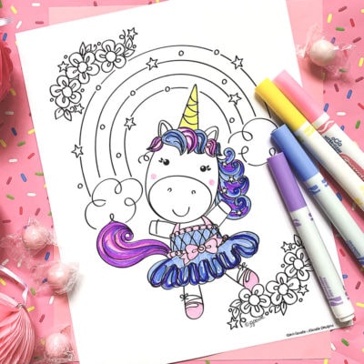Unicorn princess coloring page by Jen Goode