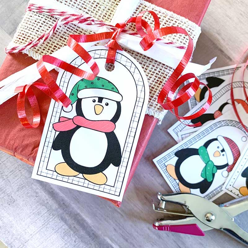 Dress up the holidays with Printable penguin gift tags by Jen Goode