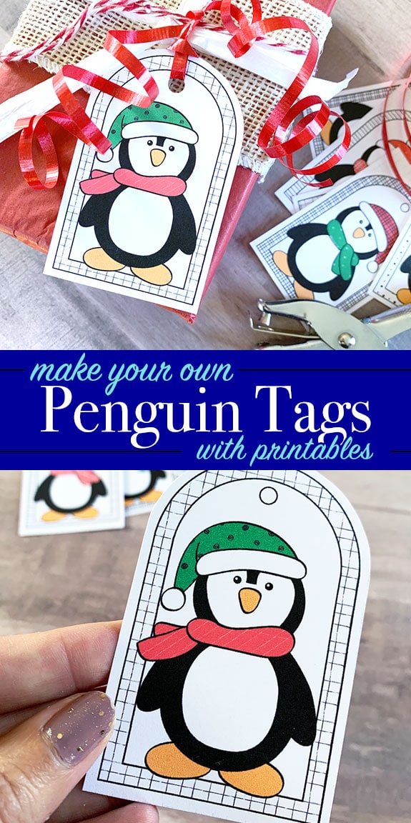 Print your own penguin gift tags - penguin art design by Jen Goode