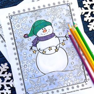 snowman coloring page printable by Jen Goode