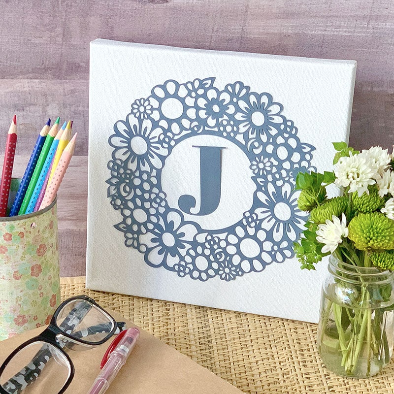 Floral monogram SVG and cricut project idea