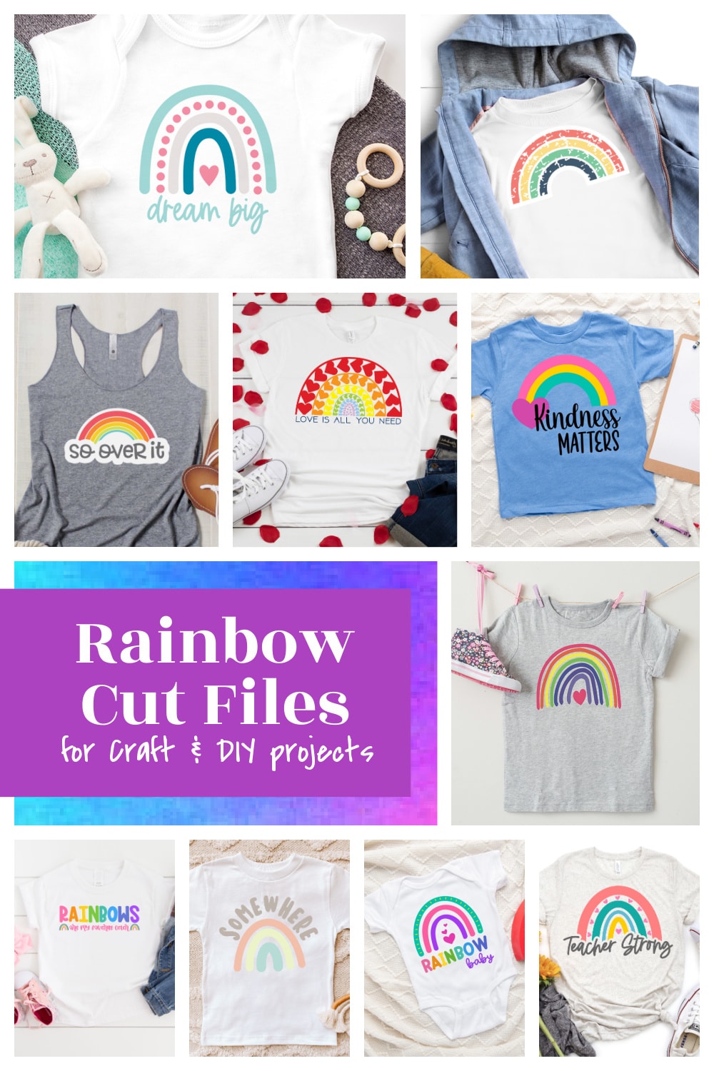 Create cute t-shirts and wearables with rainbow SVG cut files