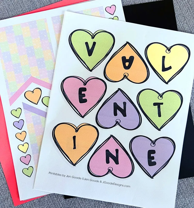 Candy Heart Printable Banner Decor by Jen Goode