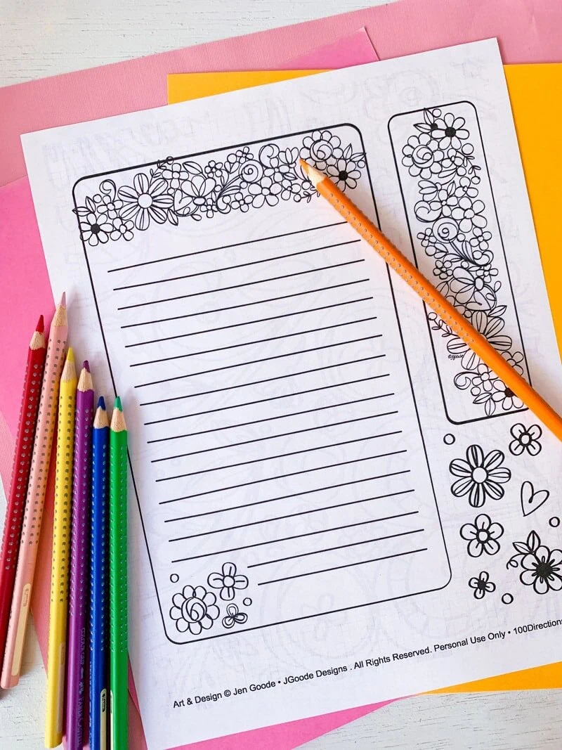 Printable reading set with flowers designed by Jen Goode