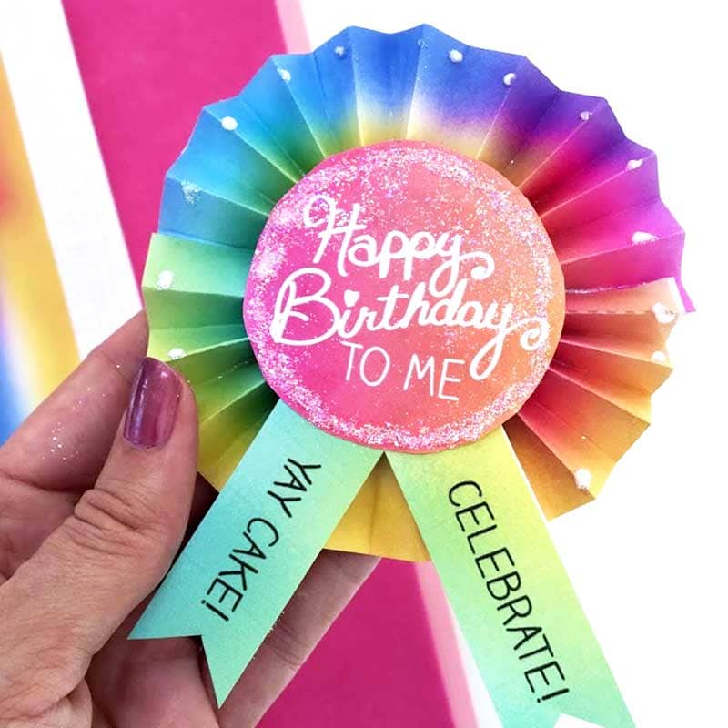 Make your own birthday button with a party printable by Jen Goode