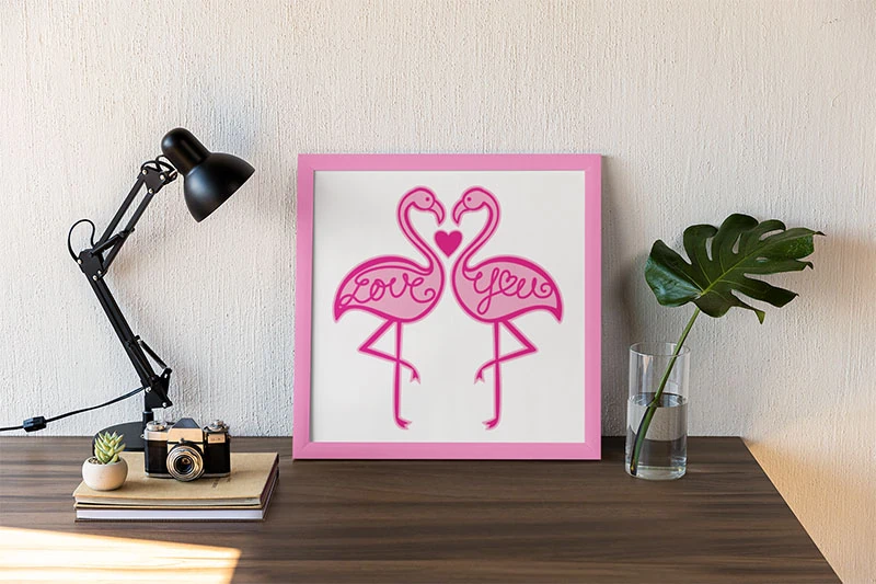 Make custom framed art for your home featuring Flamingos designed by Jen Goode