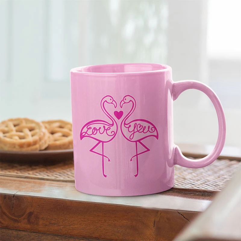 Make a custom mug featuring Flamingos designed by Jen Goode