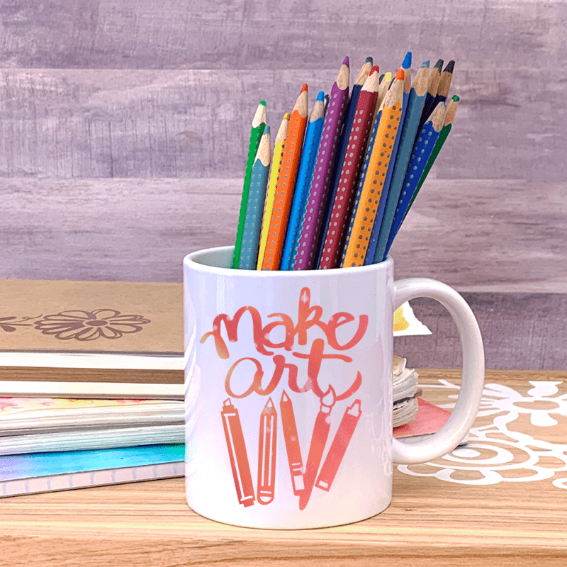 Make Art cut file and DIY Mug featuring an SVG by Jen Goode