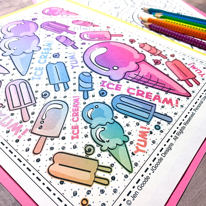 Ice cream treats printable coloring page