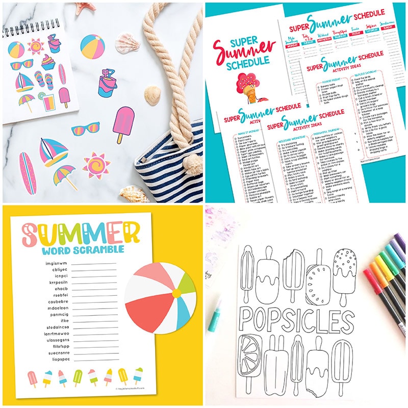 Printable summer activity pages