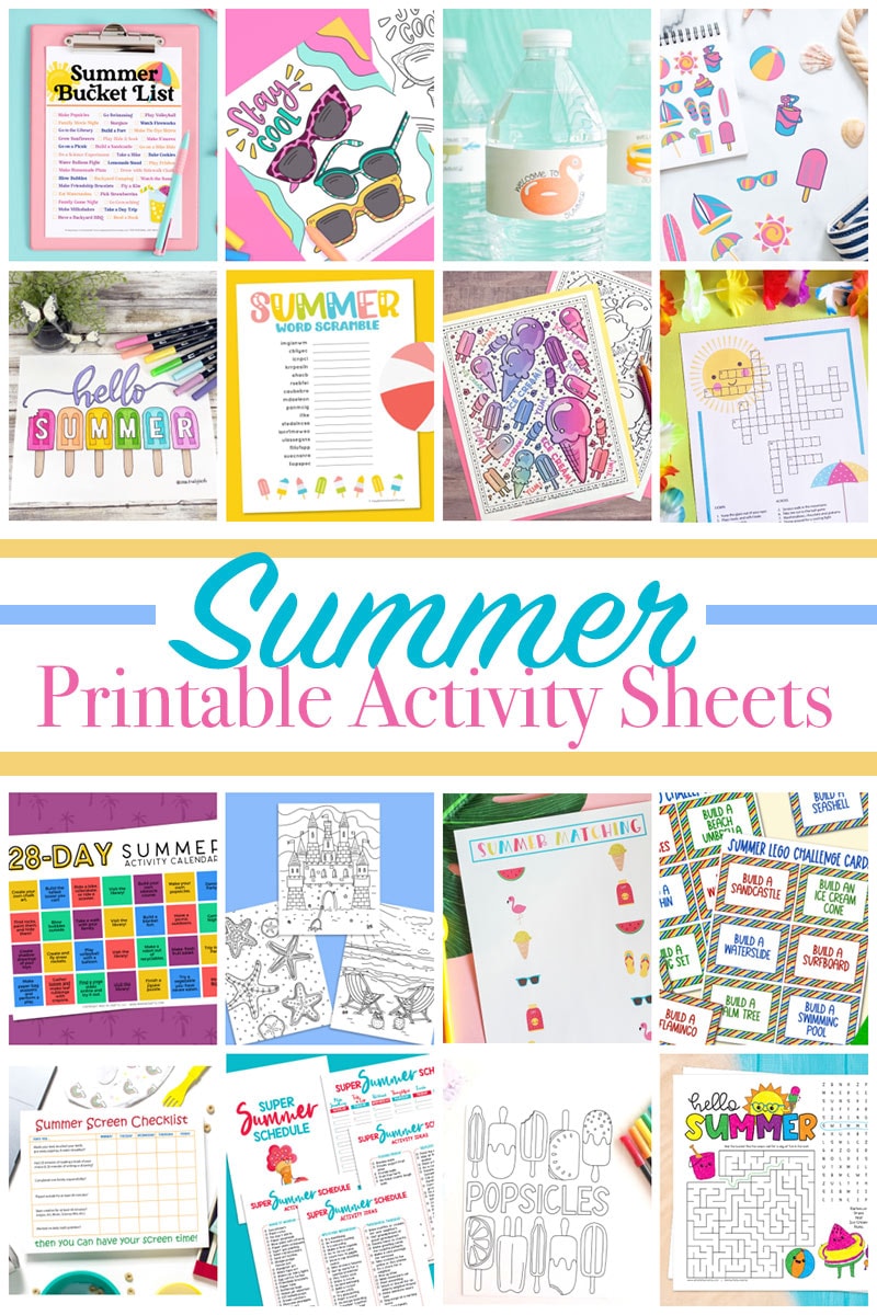 Summer coloring pages and activity sheets to print