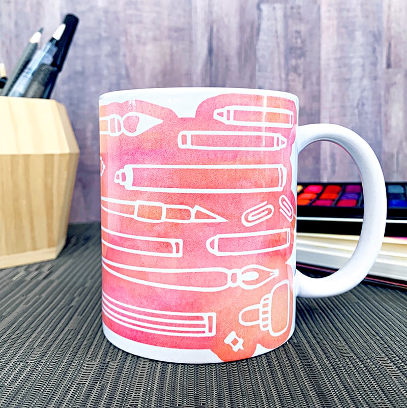 Artist Supplies mug wrap design to make custom mugs with Cricut Mug Press - designed by Jen Goode