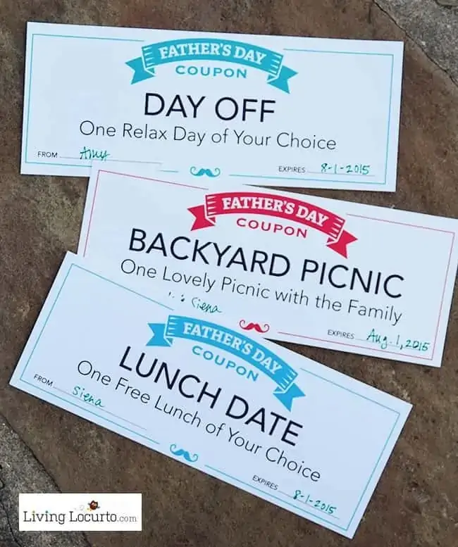 Printable Father's Day Gift Coupons from Living Locurto