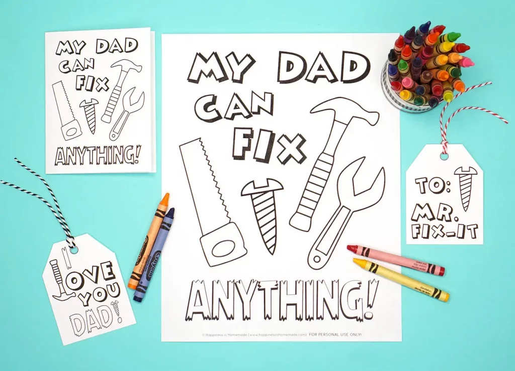 Printable Father's Day Card and Coloring page from Happiness is Homemade