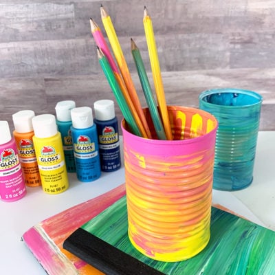 DIY artsy painted pencil holder