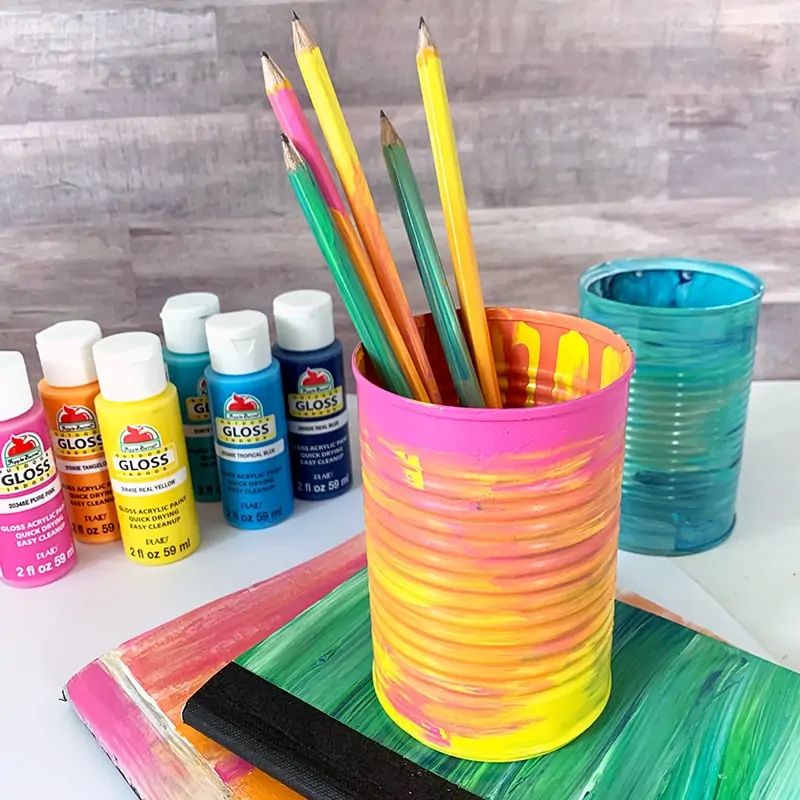 DIY artsy painted pencil holder