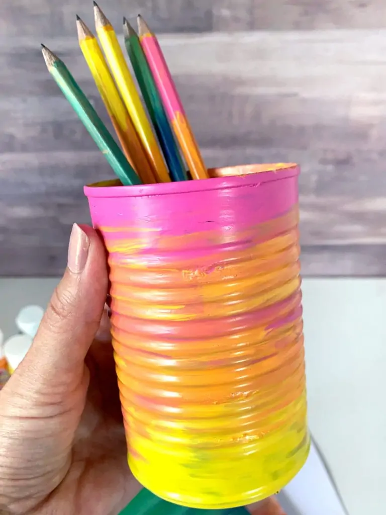 paint your own colorful pencil holder for back-to-school