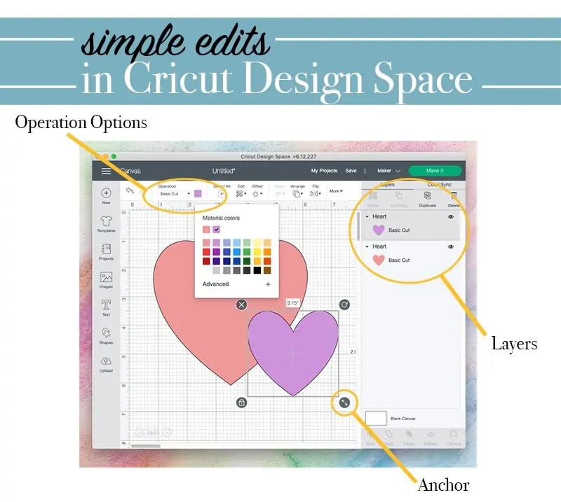 simple edits in Cricut Design Space