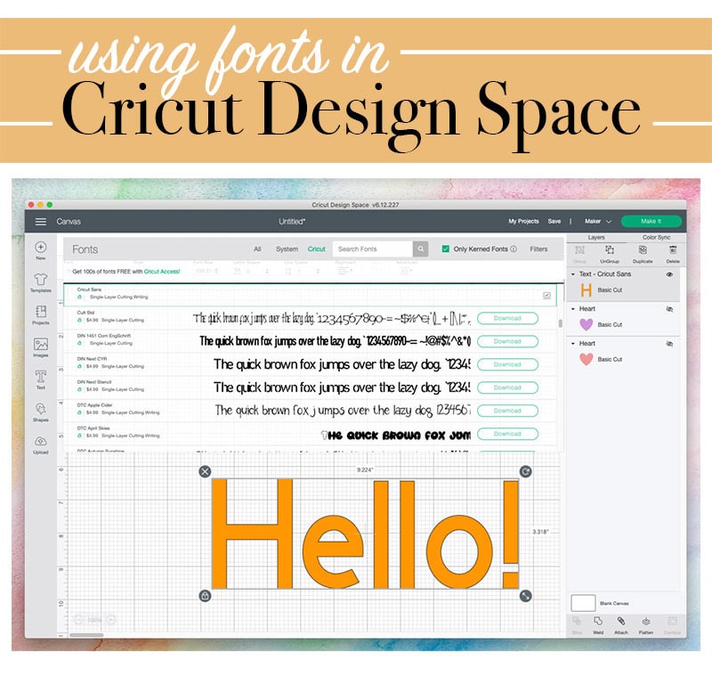 Using fonts in Cricut Design Space