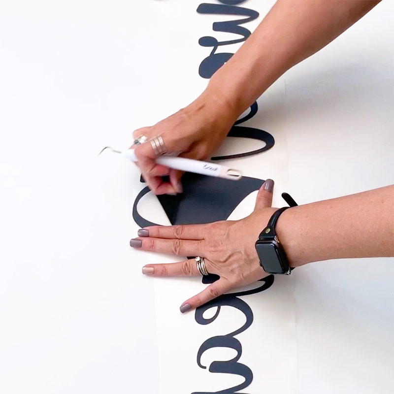 Weeding iron-on vinyl to create large custom a pillowcase