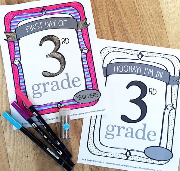 print and personalize your own first day of school signs - designed by Jen Goode