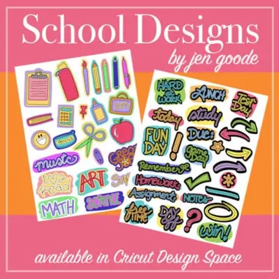 School cut designs by Jen Goode in Cricut Design Space