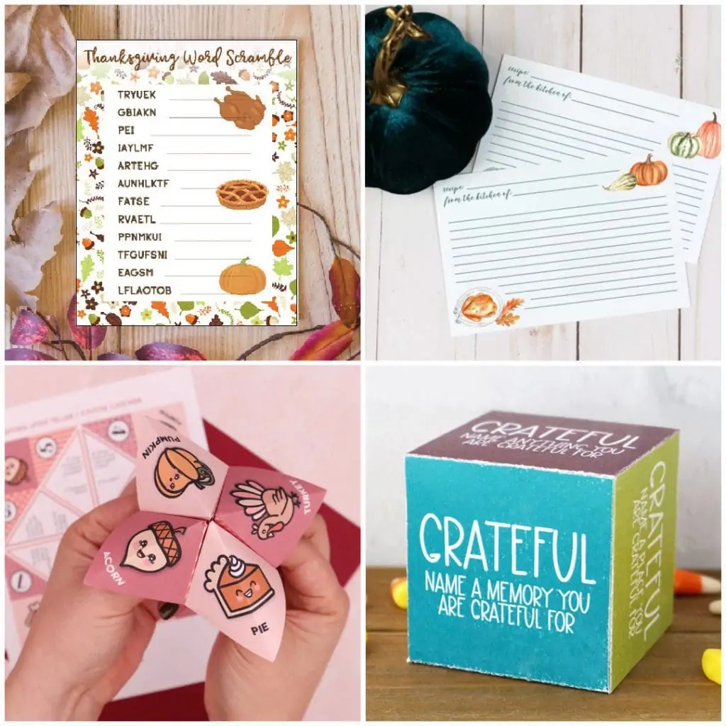 Thankgiving printables for the whole family