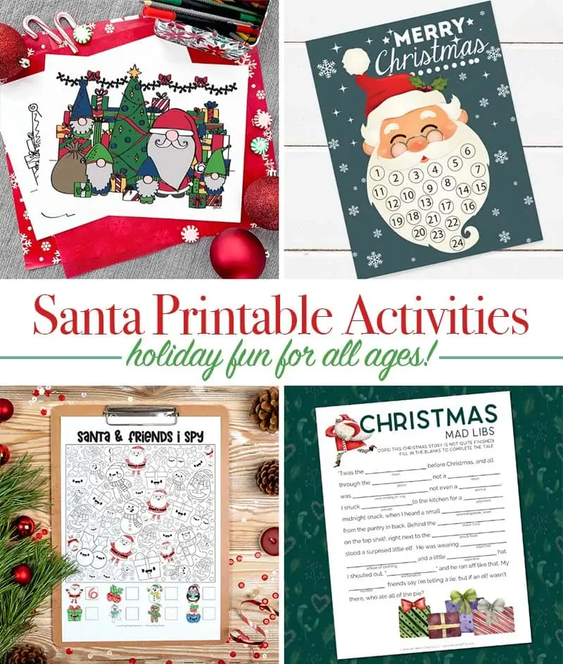 Santa printable activities - holiday fun for all ages