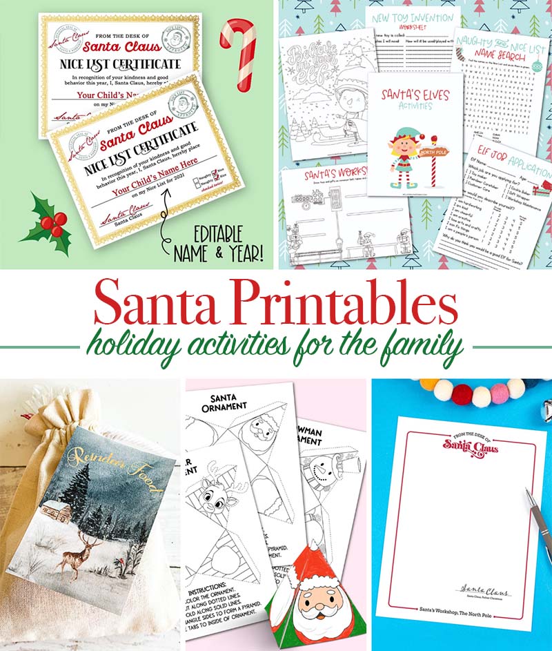 Santa Printables - holiday activities for the family