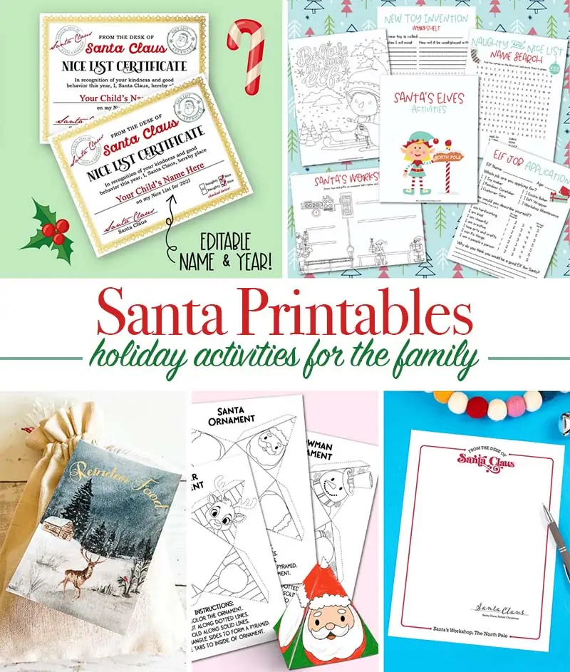 Santa Printables - holiday activities for the family