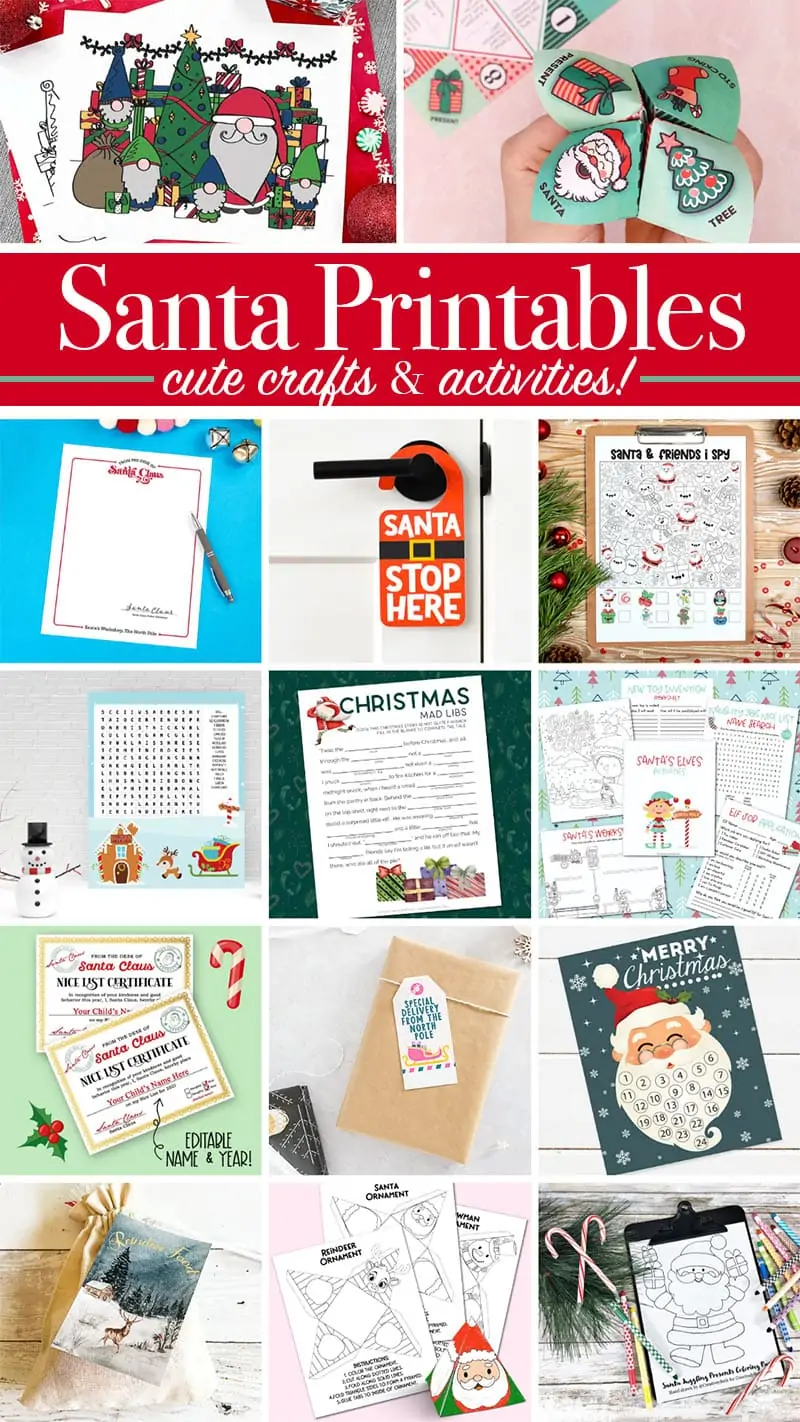 Santa Printables - fun Christmas activities for all ages
