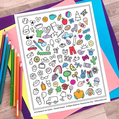 100 Things coloring page by Jen Goode